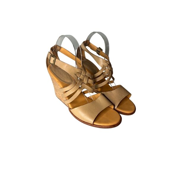 Kork Ease Cork Wedge Sandals Beige Sz 10M Strappy Leather Buckle Strap Neutral - Picture 1 of 12